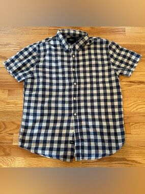 Rails Fairfax Shirt Mens Large Blue White Plaid Short Sleeve Cotton Button Front
